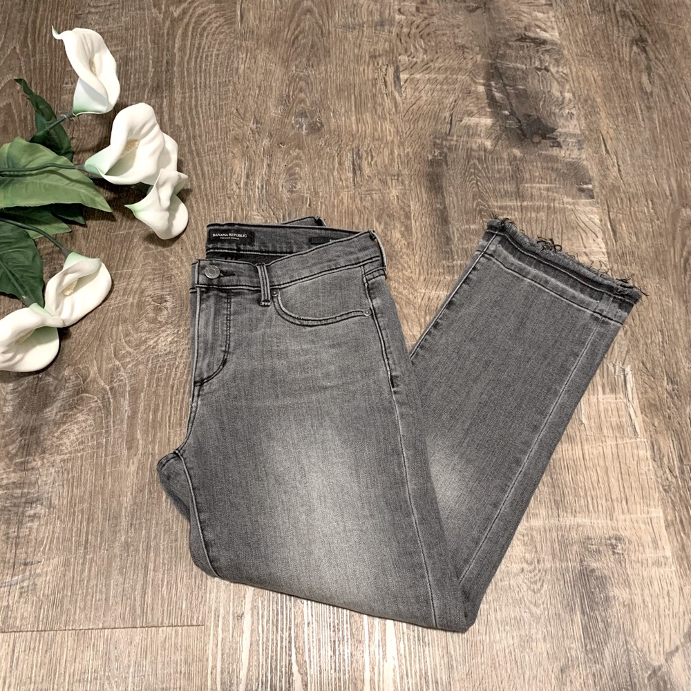 Banana Republic Raw Hem Gray Girlfriend Jeans